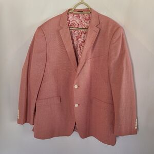 Madison Modern Fit Men’s 48R Red Micro-Check Blazer - Paisley Lining